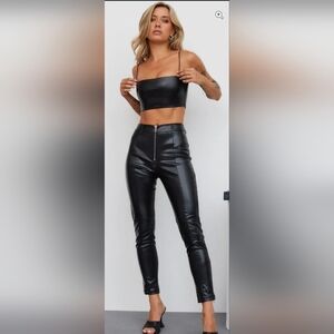 Hello Molly Black Faux Leather Skinny Pants